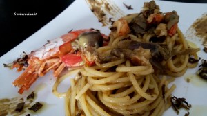 spaghetti con carciofi e gamberi