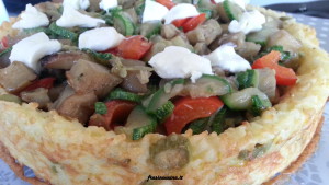 crostata di riso con ratatuia e burrata