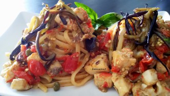linguine con melanzane e pesce spada