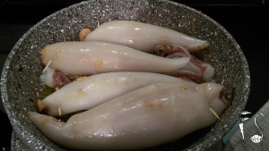 calamari ripieni con crema di fagioli borlotti