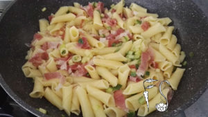 Garganelli speck e zucchine
