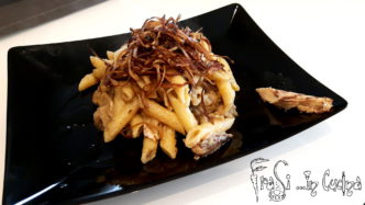 penne con melanzane e sgrombro