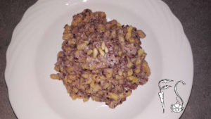 Passatelli con crema di radicchio pinoli e lardo di Arnad 2